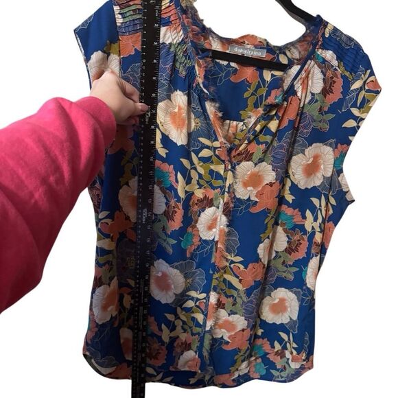 Daniel Rainn- Bernal Split Neck Blouse Blue Floral, Size XL - Picture 5 of 6